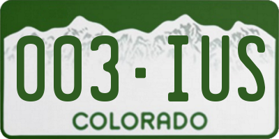 CO license plate 003IUS