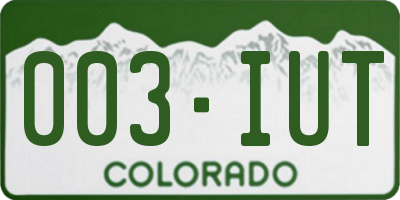 CO license plate 003IUT