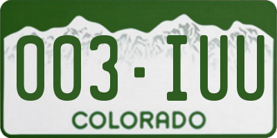 CO license plate 003IUU