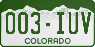 CO license plate 003IUV