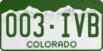 CO license plate 003IVB