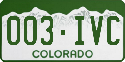 CO license plate 003IVC