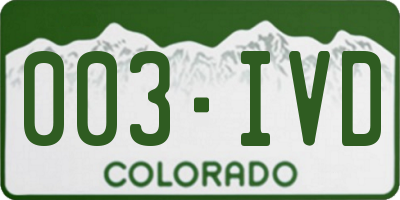 CO license plate 003IVD