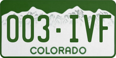 CO license plate 003IVF