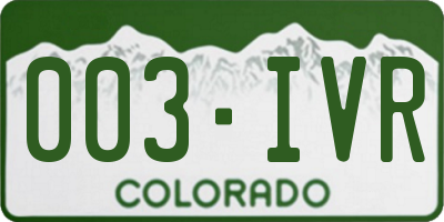 CO license plate 003IVR