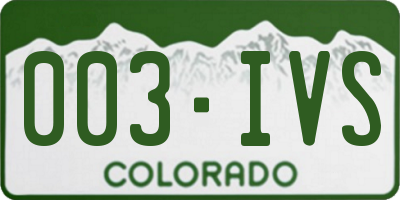 CO license plate 003IVS