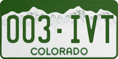 CO license plate 003IVT