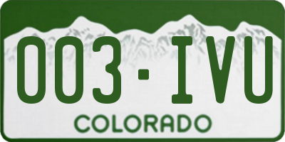 CO license plate 003IVU