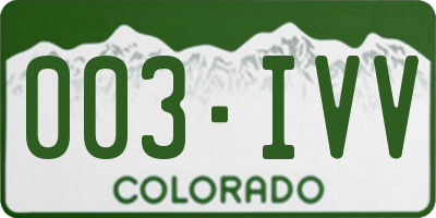 CO license plate 003IVV