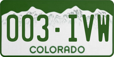 CO license plate 003IVW