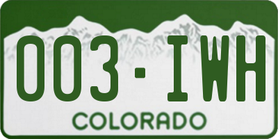 CO license plate 003IWH