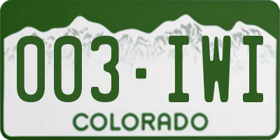 CO license plate 003IWI