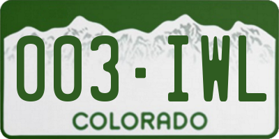 CO license plate 003IWL