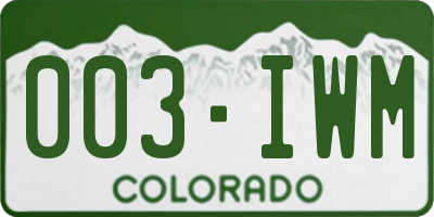 CO license plate 003IWM