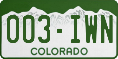 CO license plate 003IWN