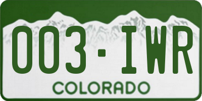 CO license plate 003IWR