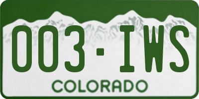 CO license plate 003IWS