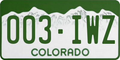 CO license plate 003IWZ