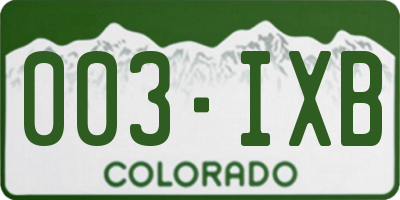 CO license plate 003IXB