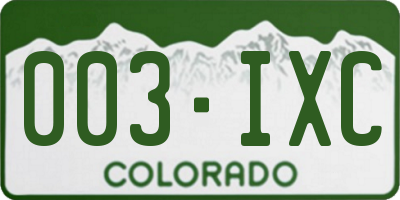 CO license plate 003IXC