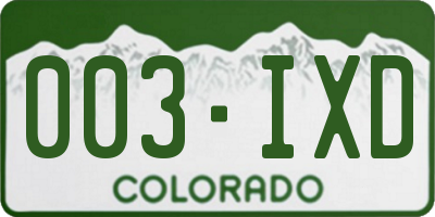 CO license plate 003IXD