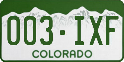 CO license plate 003IXF