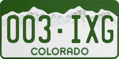 CO license plate 003IXG