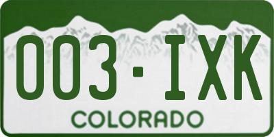 CO license plate 003IXK