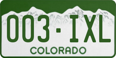 CO license plate 003IXL