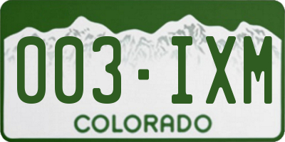 CO license plate 003IXM