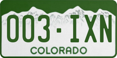 CO license plate 003IXN