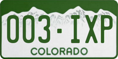 CO license plate 003IXP