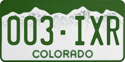 CO license plate 003IXR