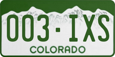 CO license plate 003IXS