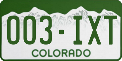CO license plate 003IXT