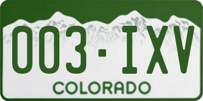 CO license plate 003IXV