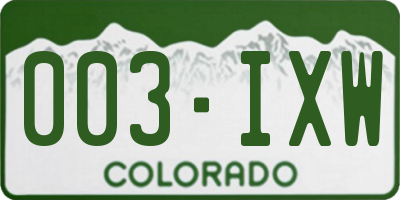 CO license plate 003IXW