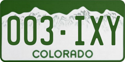 CO license plate 003IXY