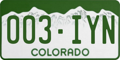 CO license plate 003IYN