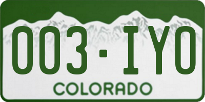 CO license plate 003IYO