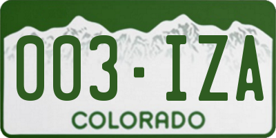 CO license plate 003IZA