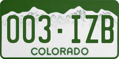 CO license plate 003IZB