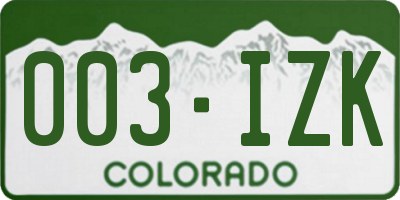 CO license plate 003IZK