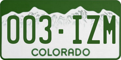 CO license plate 003IZM