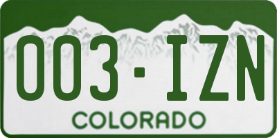 CO license plate 003IZN