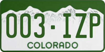 CO license plate 003IZP