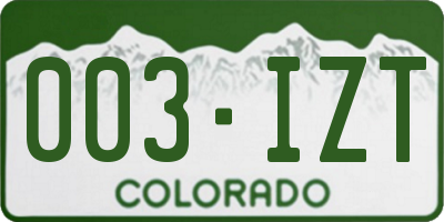 CO license plate 003IZT