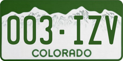 CO license plate 003IZV
