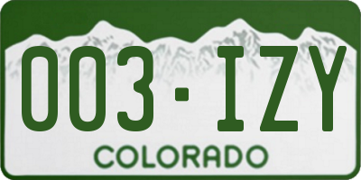 CO license plate 003IZY