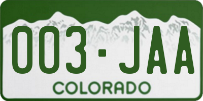 CO license plate 003JAA